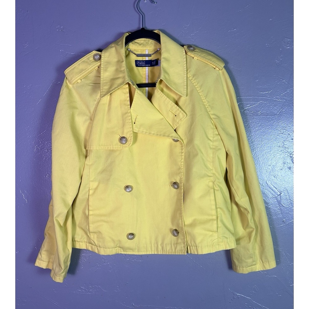 Polo Ralph Lauren Cropped Double-Breasted Trench Coat vibrant lemon XS